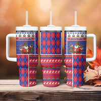 Haiti Christmas Tumbler With Handle Santa With Fanal Haitian Patchwork Style - Wonder Print Shop
