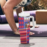 Haiti Christmas Tumbler With Handle Santa With Fanal Haitian Patchwork Style - Wonder Print Shop