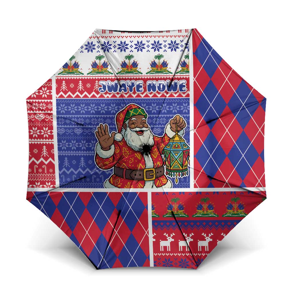 Haiti Christmas Umbrella Santa With Fanal Haitian Patchwork Style - Wonder Print Shop
