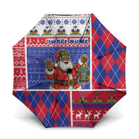 Haiti Christmas Umbrella Santa With Fanal Haitian Patchwork Style - Wonder Print Shop