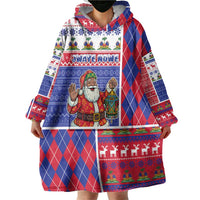 Haiti Christmas Wearable Blanket Hoodie Santa With Fanal Haitian Patchwork Style - Wonder Print Shop