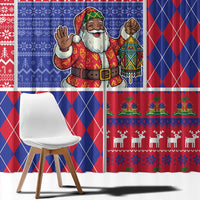 Haiti Christmas Window Curtain Santa With Fanal Haitian Patchwork Style - Wonder Print Shop