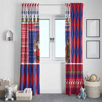 Haiti Christmas Window Curtain Santa With Fanal Haitian Patchwork Style - Wonder Print Shop