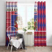 Haiti Christmas Window Curtain Santa With Fanal Haitian Patchwork Style - Wonder Print Shop