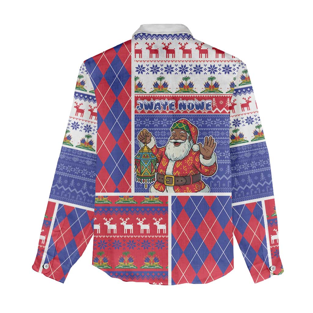 Haiti Christmas Women Casual Shirt Santa With Fanal Haitian Patchwork Style - Wonder Print Shop
