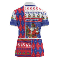 Haiti Christmas Women Polo Shirt Santa With Fanal Haitian Patchwork Style - Wonder Print Shop