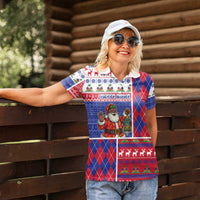 Haiti Christmas Women Polo Shirt Santa With Fanal Haitian Patchwork Style - Wonder Print Shop