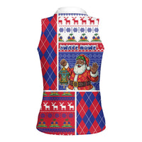Haiti Christmas Women Sleeveless Polo Shirt Santa With Fanal Haitian Patchwork Style - Wonder Print Shop