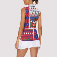 Haiti Christmas Women Sleeveless Polo Shirt Santa With Fanal Haitian Patchwork Style - Wonder Print Shop