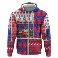 Haiti Christmas Zip Hoodie Santa With Fanal Haitian Patchwork Style - Wonder Print Shop