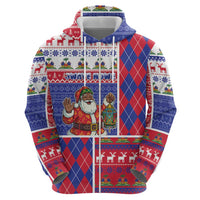 Haiti Christmas Zip Hoodie Santa With Fanal Haitian Patchwork Style - Wonder Print Shop