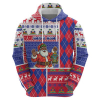 Haiti Christmas Zip Hoodie Santa With Fanal Haitian Patchwork Style - Wonder Print Shop