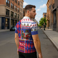 Haiti Christmas Zipper Polo Shirt Santa With Fanal Haitian Patchwork Style - Wonder Print Shop