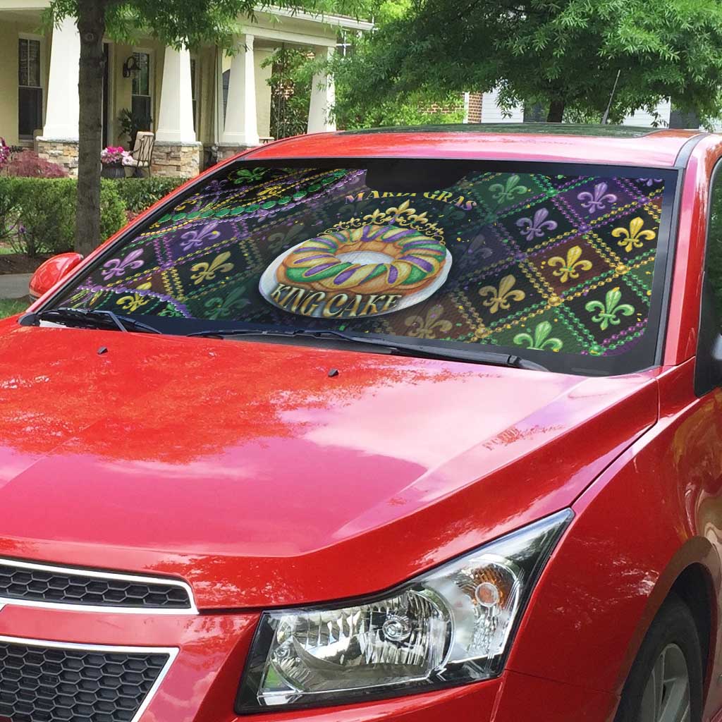 Mardi Gras Auto Sun Shade King Cake Royal