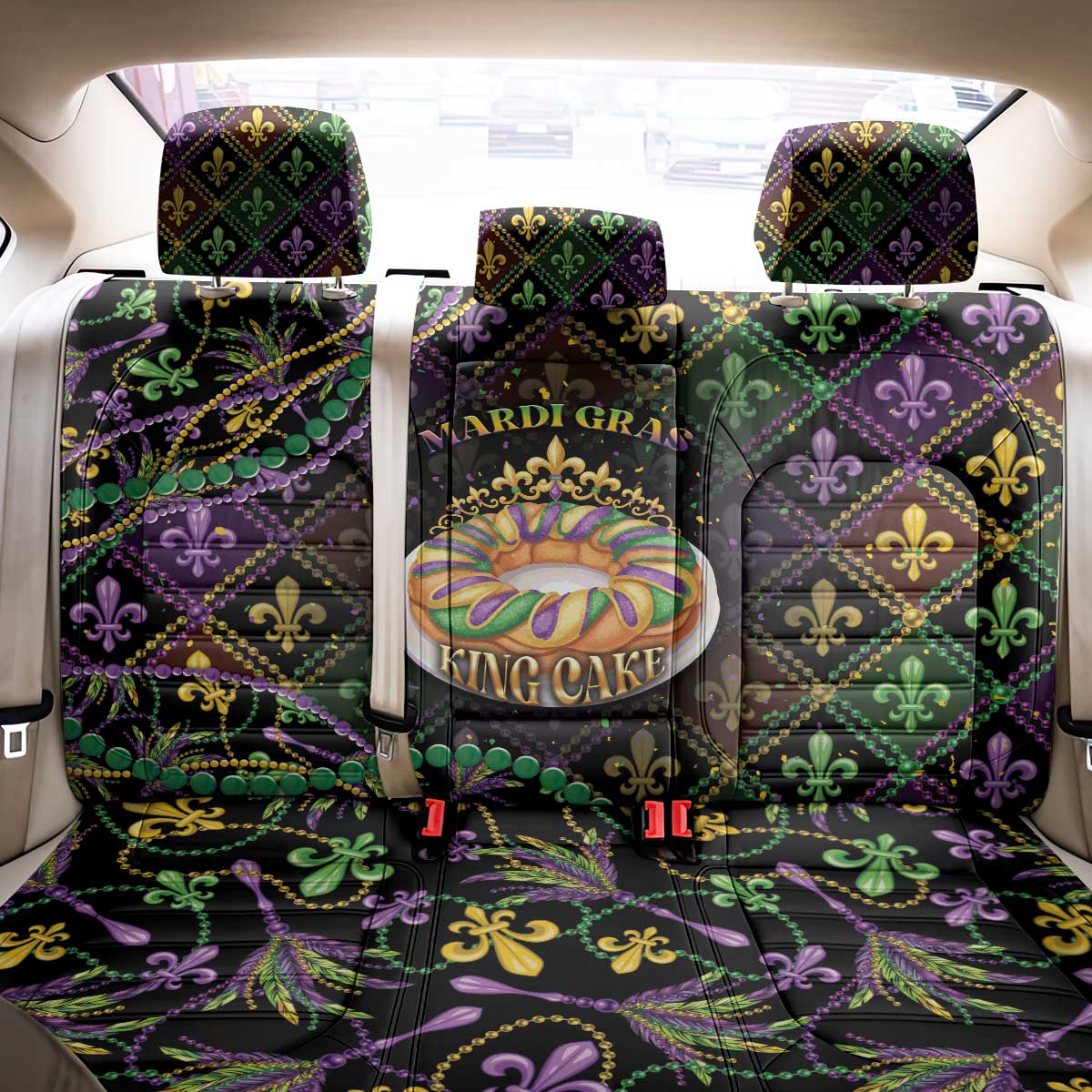 Mardi Gras Back Car Seat Cover King Cake Royal