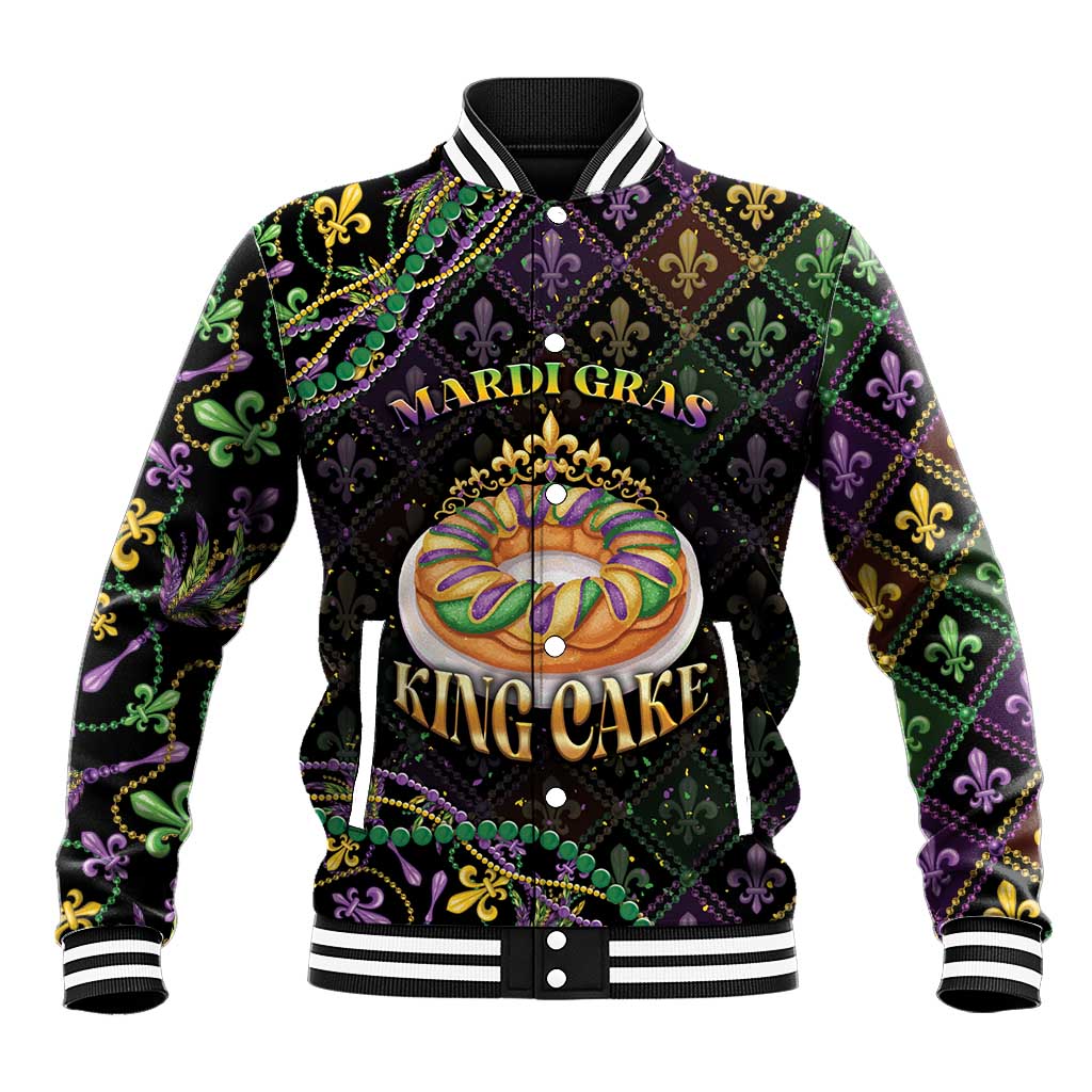 Personalized Mardi Gras Baseball Jacket King Cake Royal