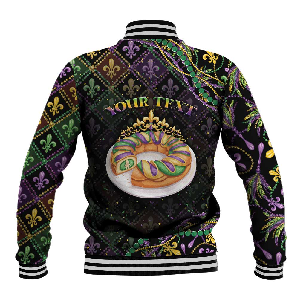 Personalized Mardi Gras Baseball Jacket King Cake Royal