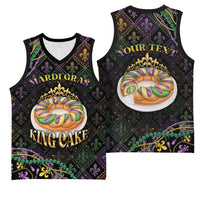 Personalized Mardi Gras Basketball Jersey King Cake Royal