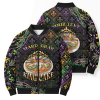 Personalized Mardi Gras Bomber Puffer Jacket King Cake Royal