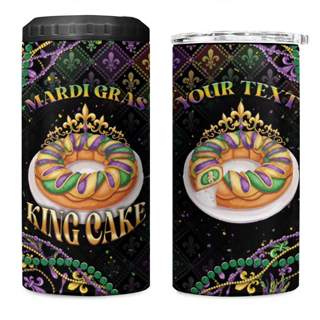 Personalized Mardi Gras 4 in 1 Can Cooler Tumbler King Cake Royal