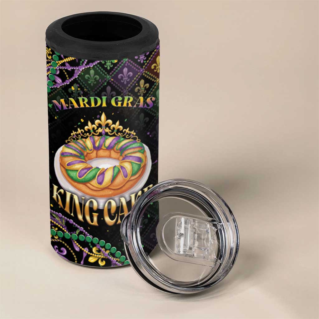 Personalized Mardi Gras 4 in 1 Can Cooler Tumbler King Cake Royal