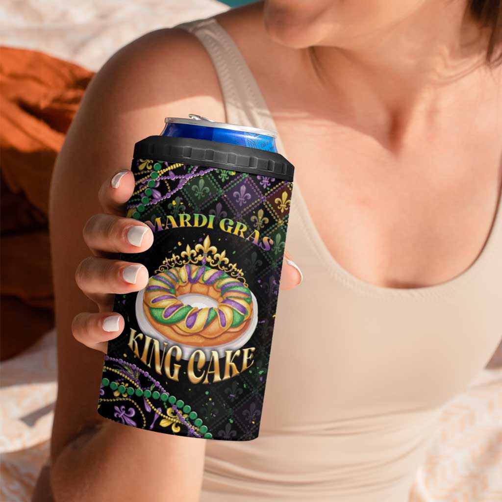 Personalized Mardi Gras 4 in 1 Can Cooler Tumbler King Cake Royal