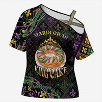 Personalized Mardi Gras Cross Shoulder Shirt King Cake Royal