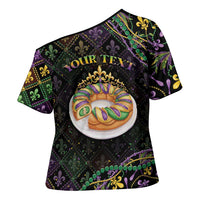 Personalized Mardi Gras Cross Shoulder Shirt King Cake Royal