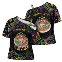 Personalized Mardi Gras Cross Shoulder Shirt King Cake Royal