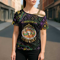 Personalized Mardi Gras Cross Shoulder Shirt King Cake Royal