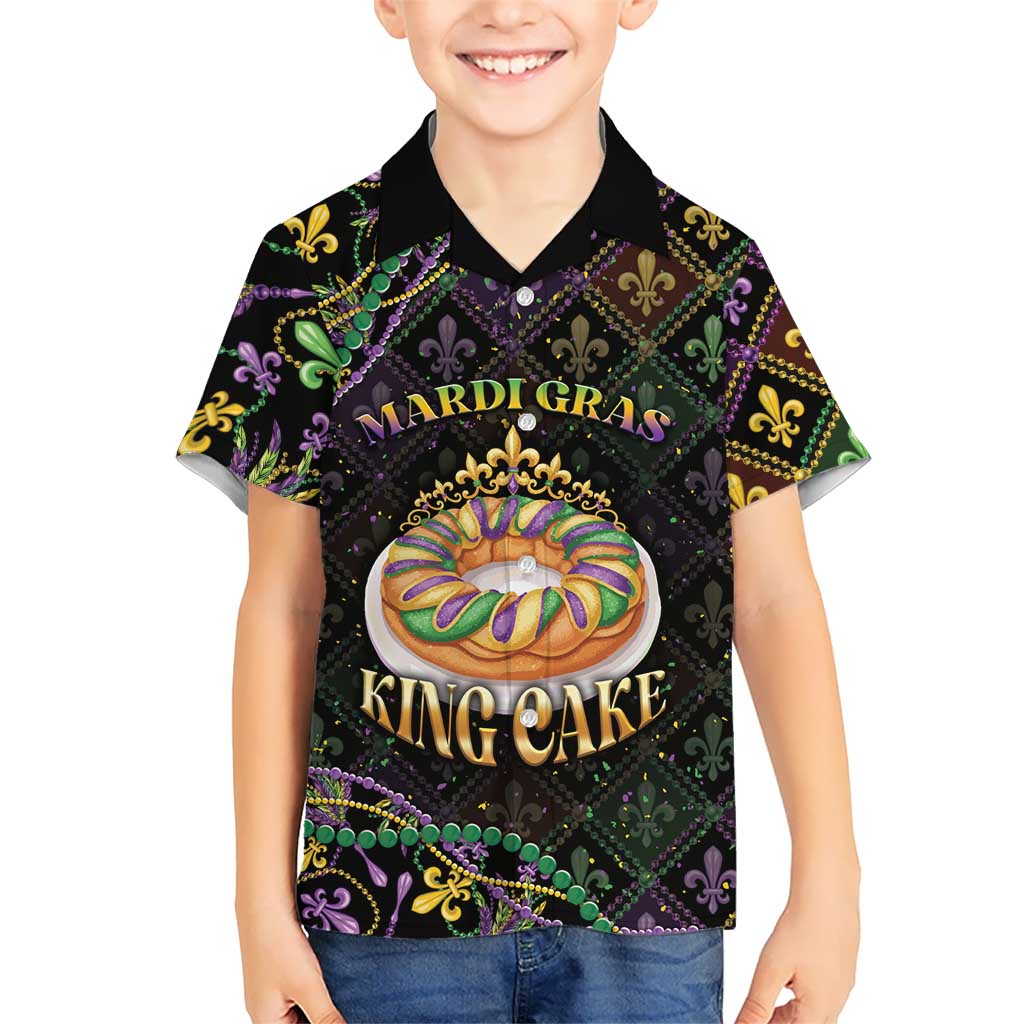 Personalized Mardi Gras Kid Hawaiian Shirt King Cake Royal