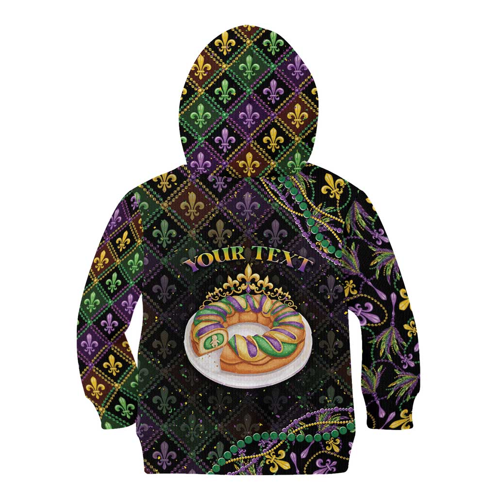 Personalized Mardi Gras Kid Hoodie King Cake Royal