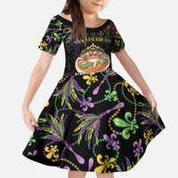 Personalized Mardi Gras Kid Short Sleeve Dress King Cake Royal