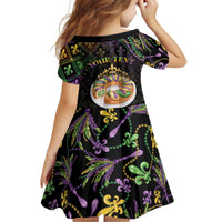 Personalized Mardi Gras Kid Short Sleeve Dress King Cake Royal