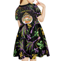Personalized Mardi Gras Kid Short Sleeve Dress King Cake Royal