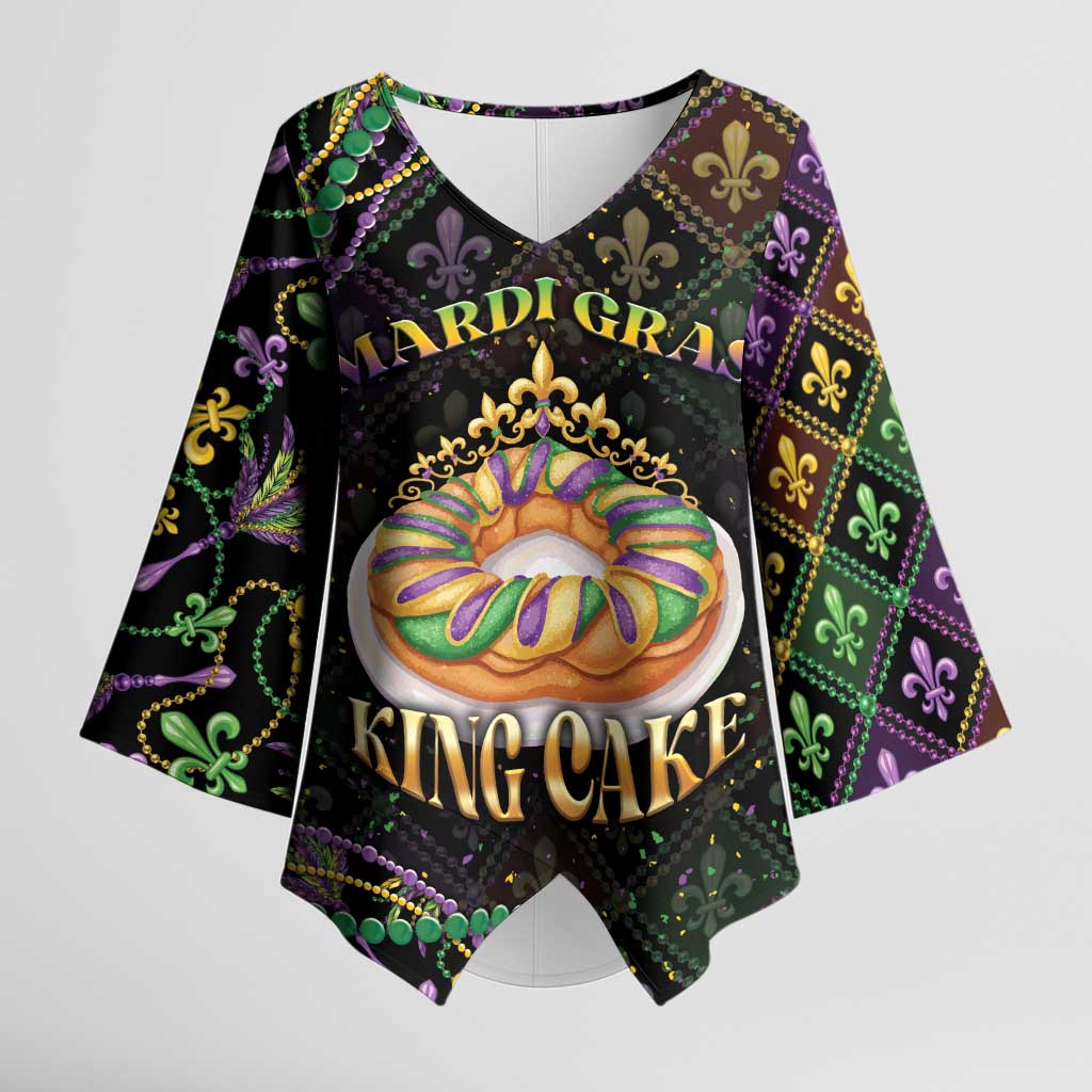 Personalized Mardi Gras Kimono Sleeve Blouse King Cake Royal