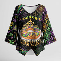 Personalized Mardi Gras Kimono Sleeve Blouse King Cake Royal