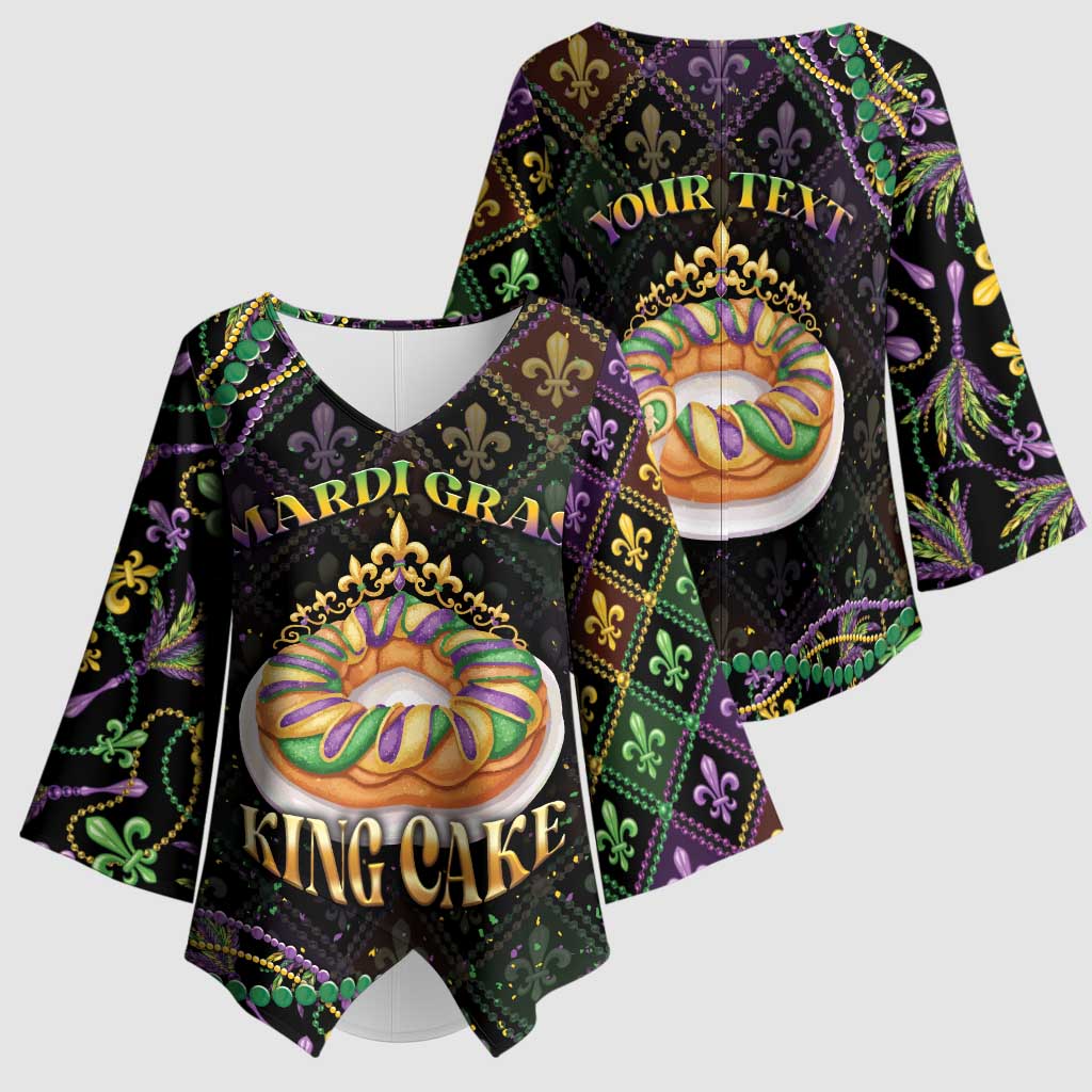 Personalized Mardi Gras Kimono Sleeve Blouse King Cake Royal