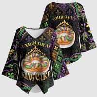 Personalized Mardi Gras Kimono Sleeve Blouse King Cake Royal