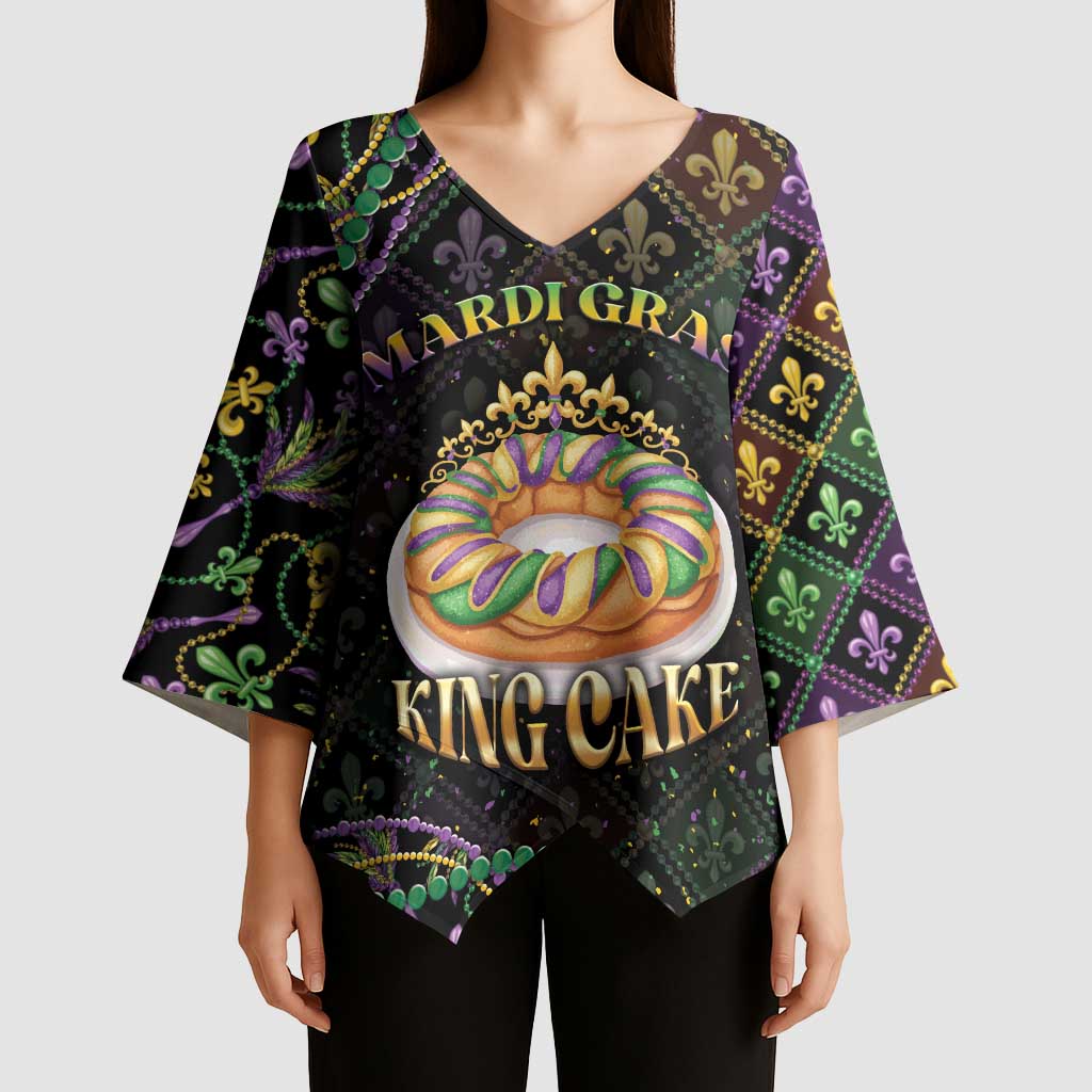 Personalized Mardi Gras Kimono Sleeve Blouse King Cake Royal