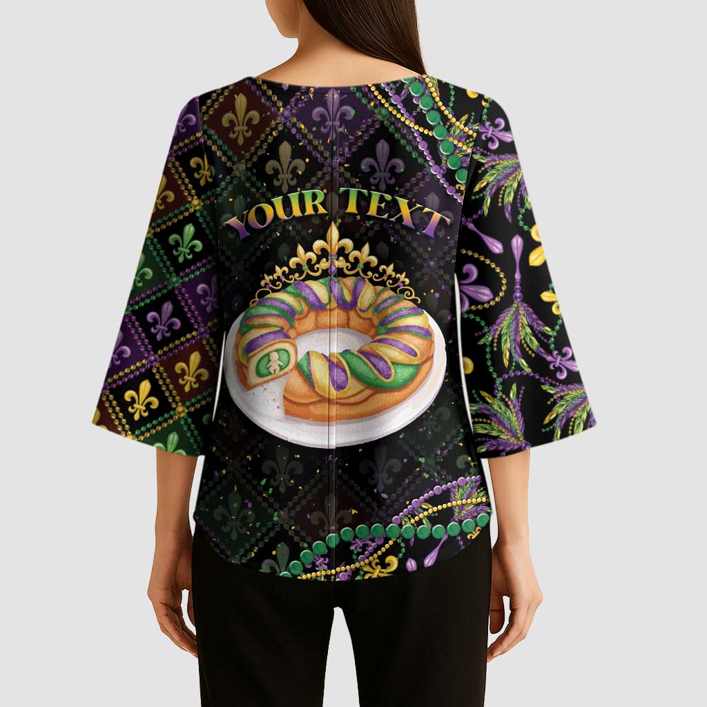Personalized Mardi Gras Kimono Sleeve Blouse King Cake Royal