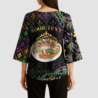 Personalized Mardi Gras Kimono Sleeve Blouse King Cake Royal