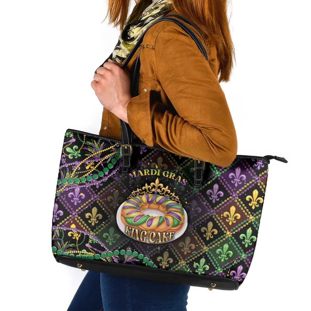 Mardi Gras Leather Tote Bag King Cake Royal