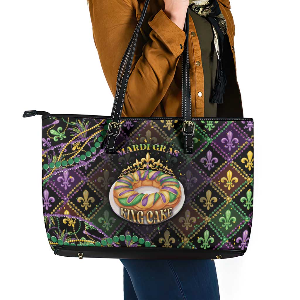 Mardi Gras Leather Tote Bag King Cake Royal