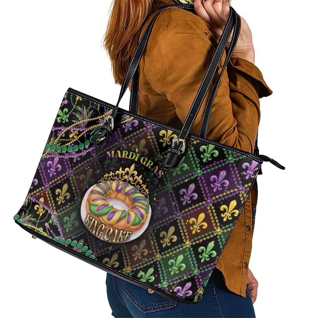 Mardi Gras Leather Tote Bag King Cake Royal