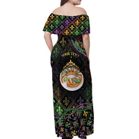 Personalized Mardi Gras Off Shoulder Maxi Dress King Cake Royal
