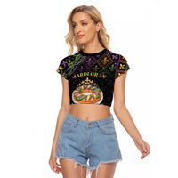 Personalized Mardi Gras Raglan Cropped T Shirt King Cake Royal