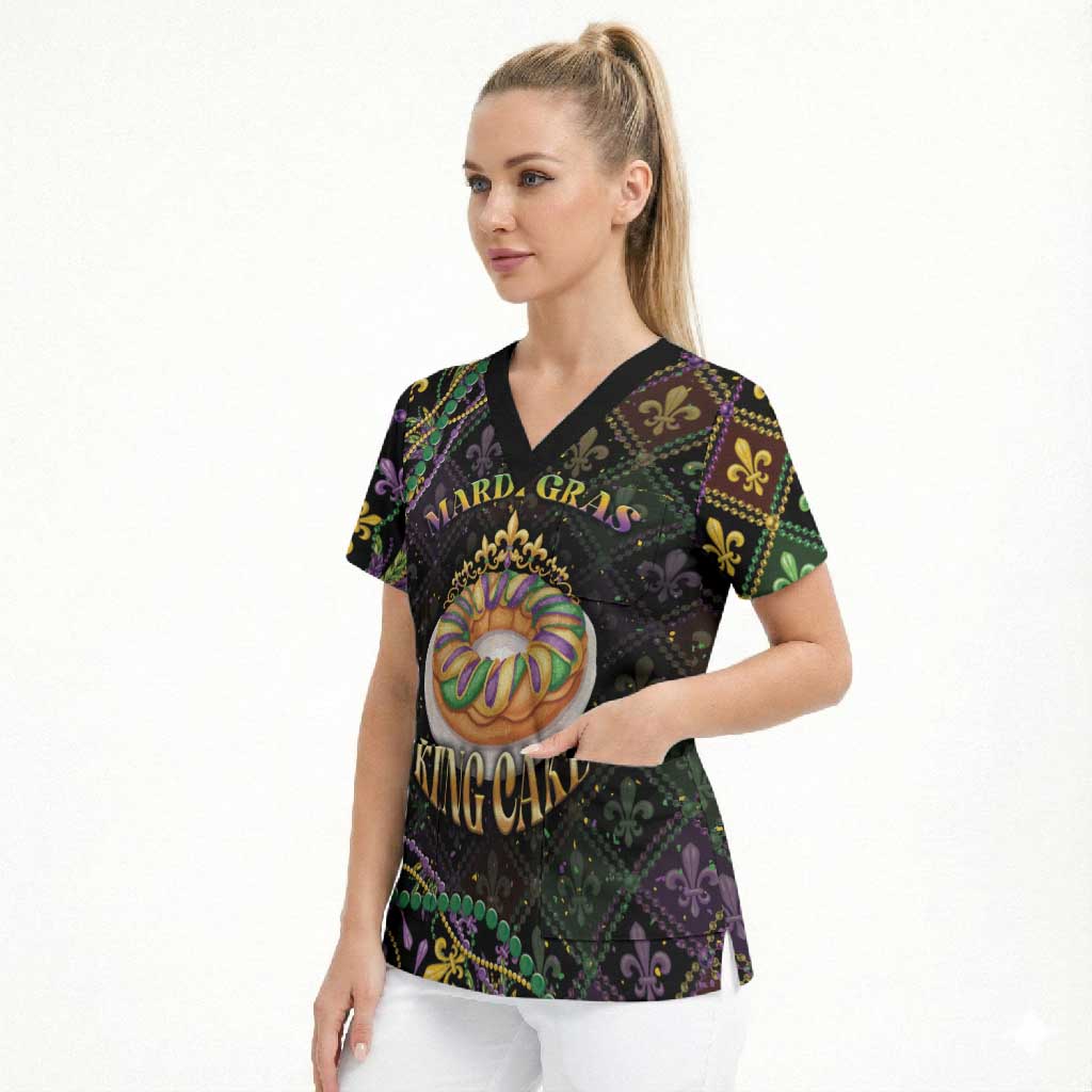 Personalized Mardi Gras Scrub Top King Cake Royal
