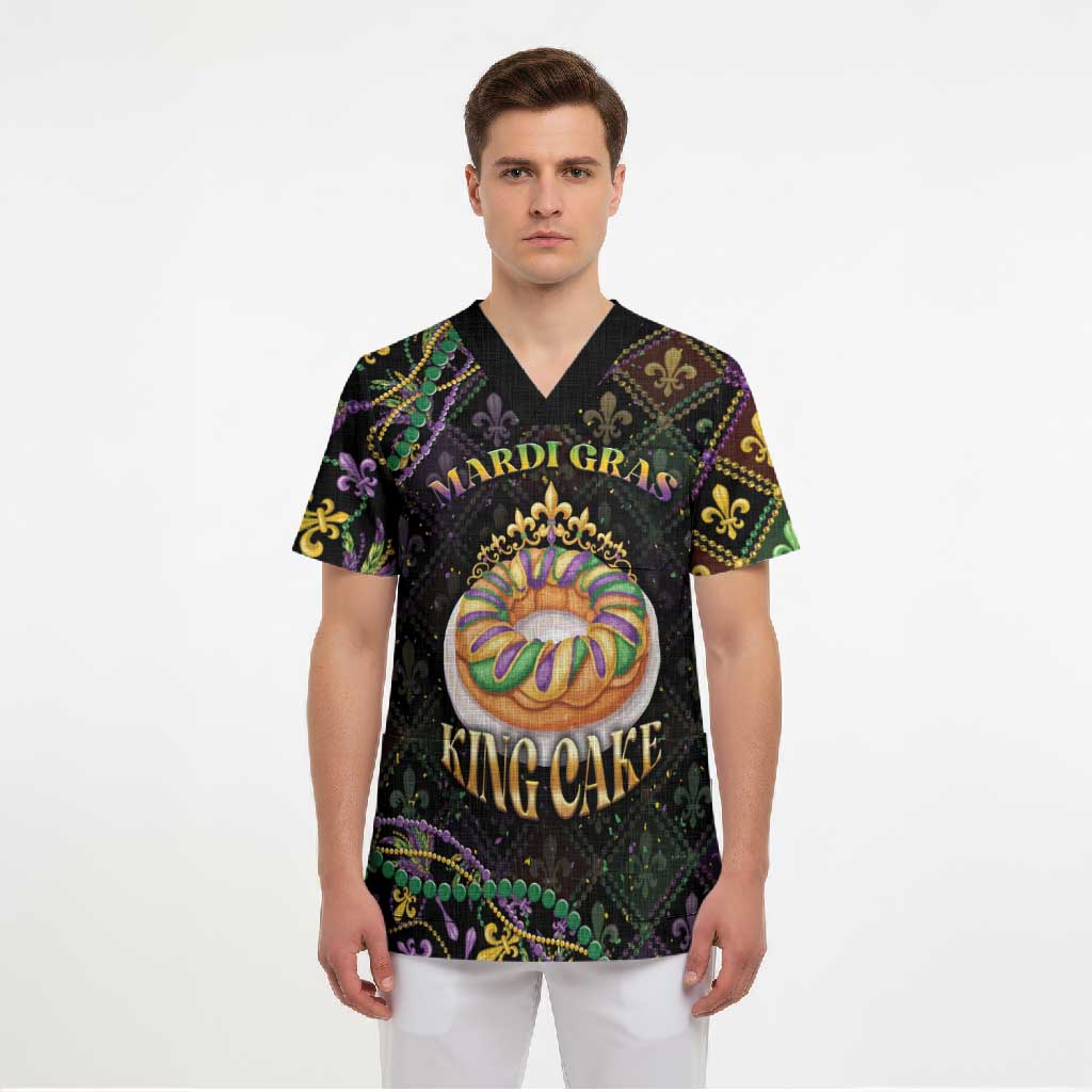 Personalized Mardi Gras Scrub Top King Cake Royal