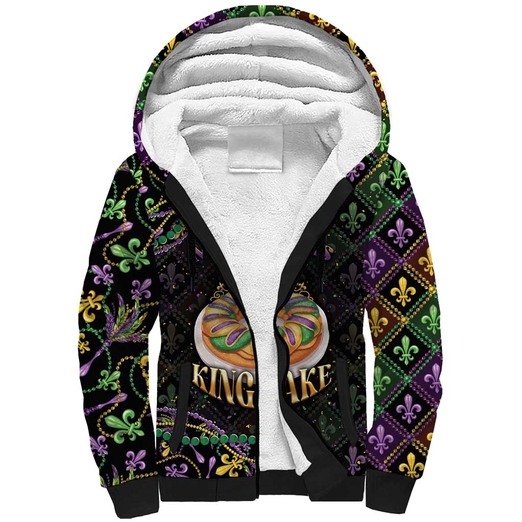 Personalized Mardi Gras Sherpa Hoodie King Cake Royal